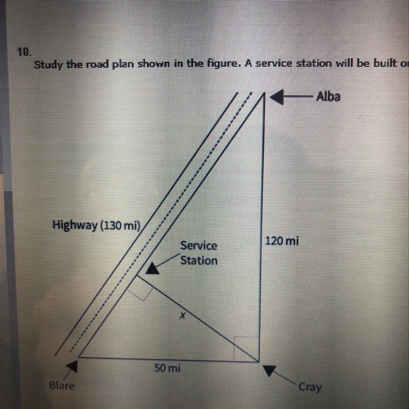 A service station will be built on the highway, and a road will connect it with cray-example-1