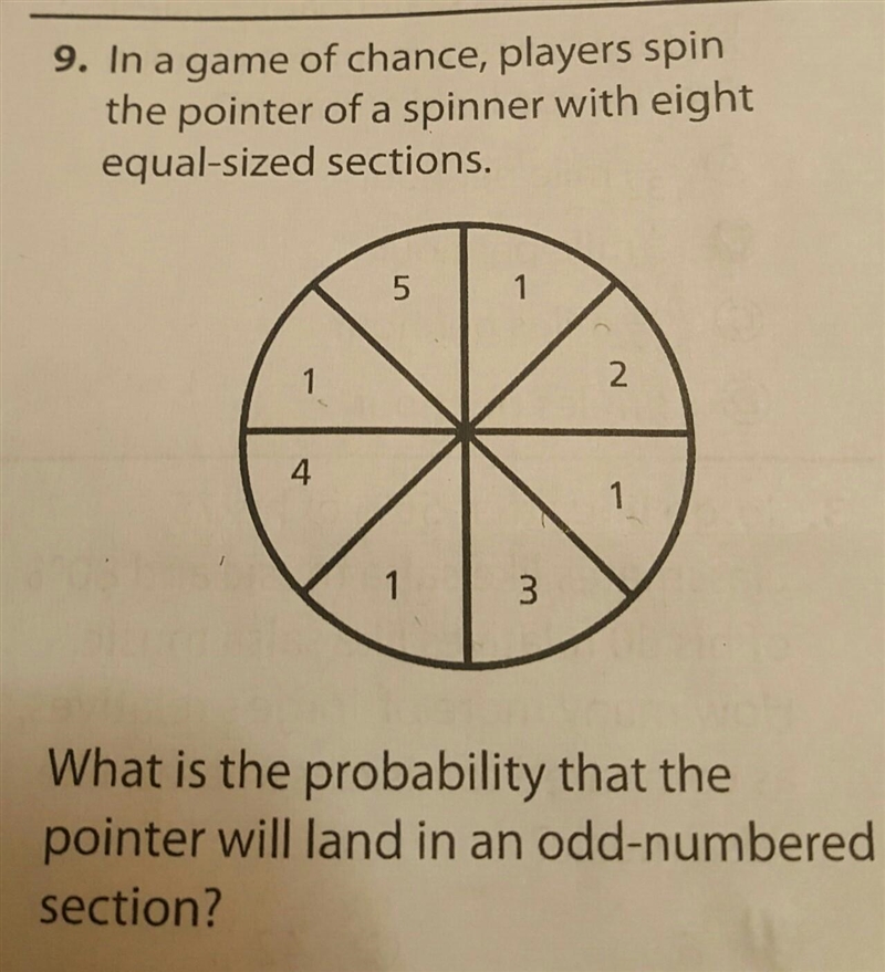 in a game of chance players spin the pointer of a spinner with eight equal sized sections-example-1