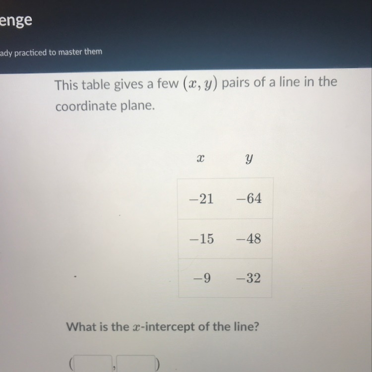 What is the x intercept ?-example-1