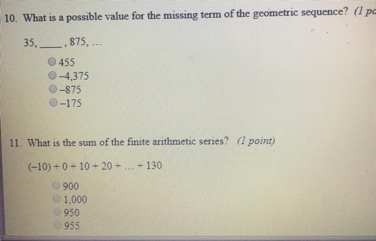 1. What is the possible value 2. What is the sum of the finite arithmetic series-example-1