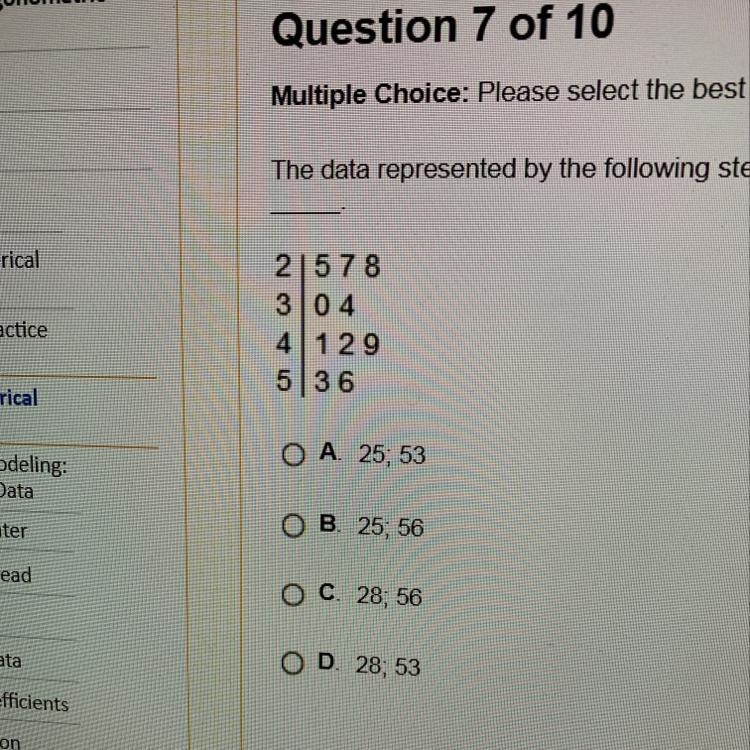 The data represented by the following stem-and-leaf plot range from_____ to _______.-example-1