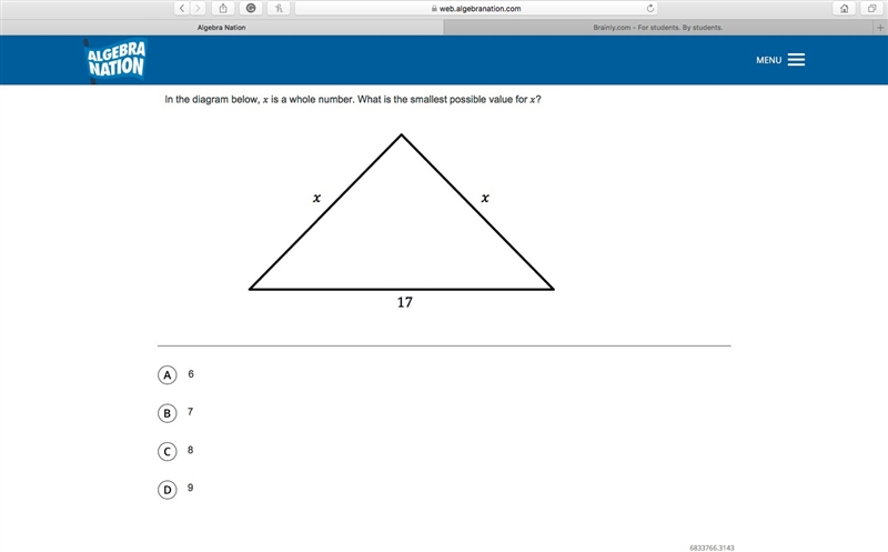 In the diagram below, X is a whole number. What is the smallest possible value for-example-1