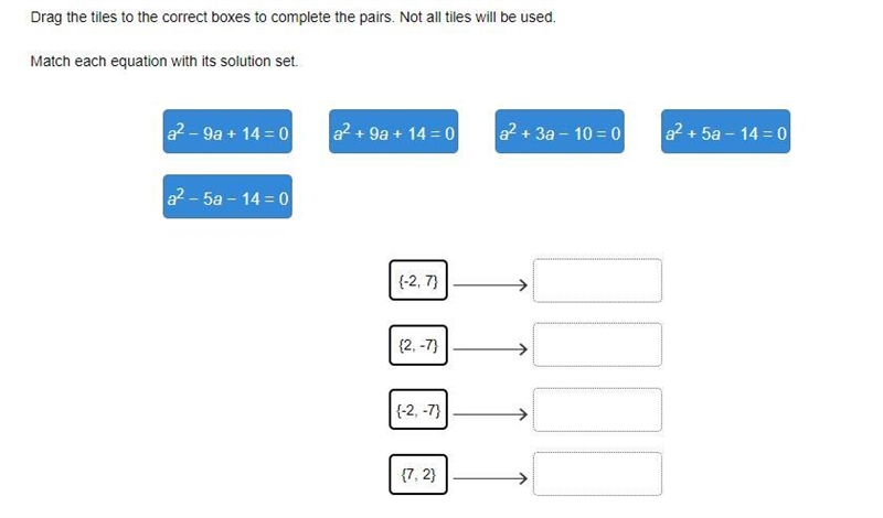 Match each equation with its solution set.-example-1