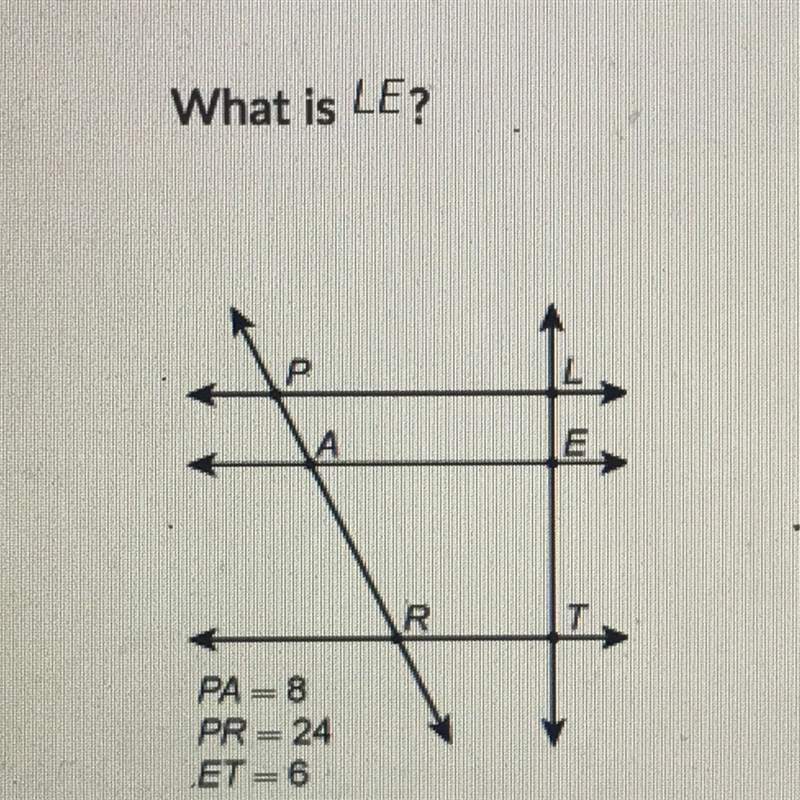 What is le answers a. 18 b. 3 c. 12 d. 6-example-1