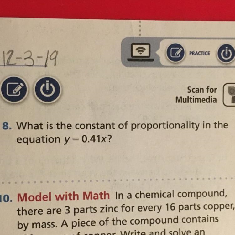 What is the constant of proportionality in the equation y=0.41x-example-1