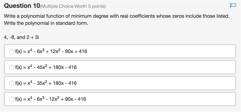 Write a polynomial function of minimum degree with real coefficients whose zeros include-example-1