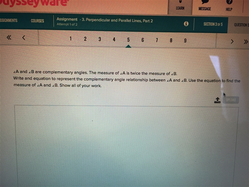 A and B are complementary angles. The measure of A is twice the measure of B. HELPPPpP-example-1