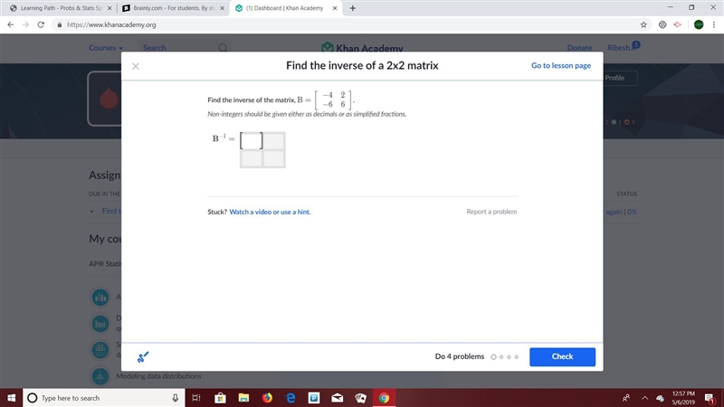 PLZZZ HELP Find the inverse of a 2x2 matrix Plz give answer .-example-1