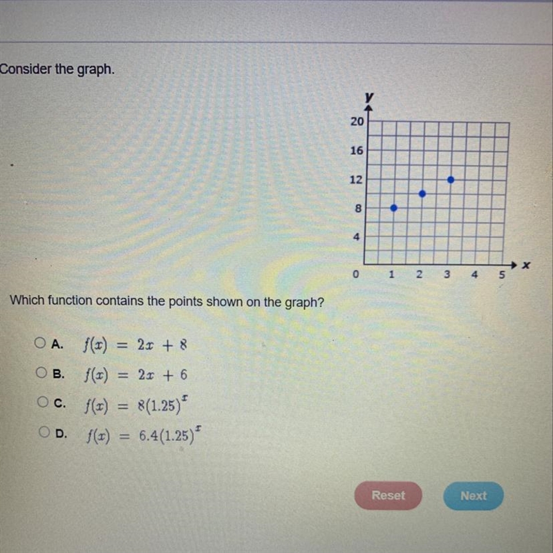 Consider the graph which function contains the points shown on the graph-example-1