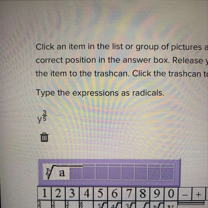 Type the expression as radicals. Y3/5-example-1