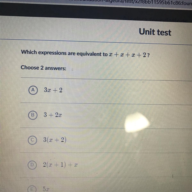 X + x + x + 2 ? Choose two answers-example-1