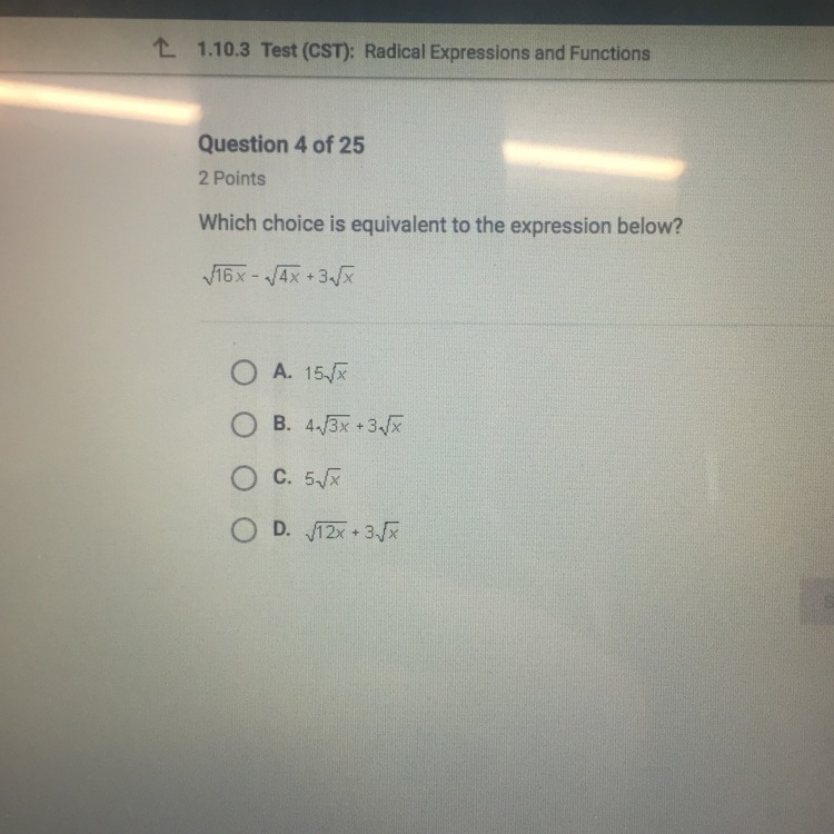 Which choice is equivalent to the expression below? HELP PLEASE THE PROBLEM IS ON-example-1