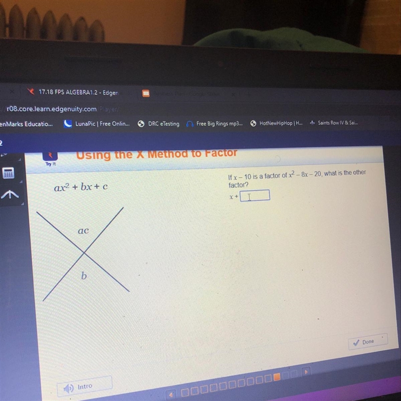 If x-10 is a factor of x^2-8x-20, what is the other factor?-example-1