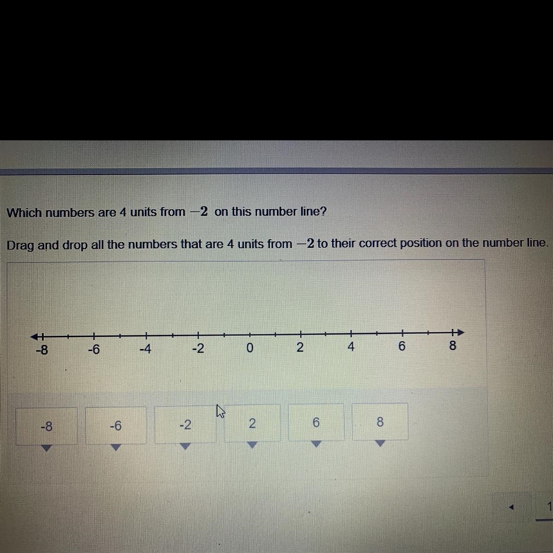 Which numbers are 4 units from -2 on this number line? Drag and drop all the numbers-example-1