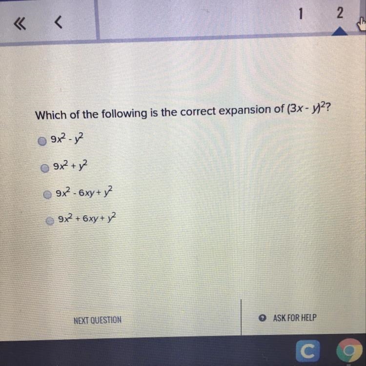 Which of the following is the correct expansion of (3x-y)2-example-1