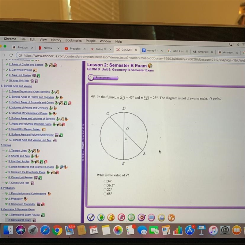 In the figure M ab =45 and M cd= 23 what is the value of x?-example-1