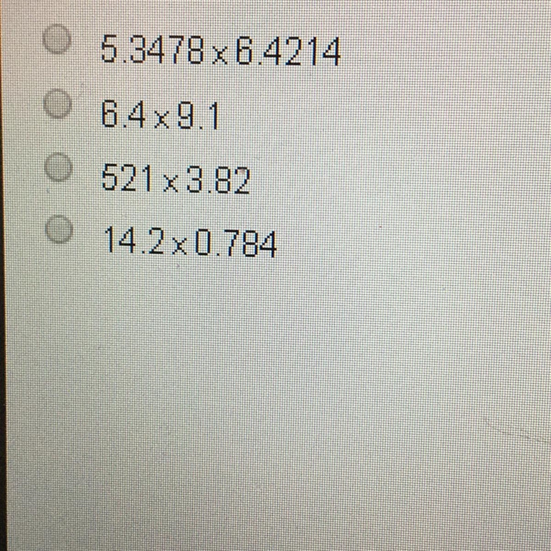 HELP ASAP WORTH 68 points The product of which expression contains four decimal places-example-1