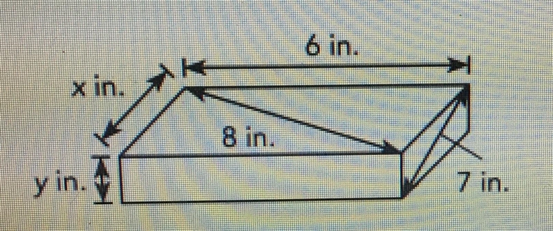 A textbook has a length of 6 inches, a height of y inches, and a width of x inches-example-1