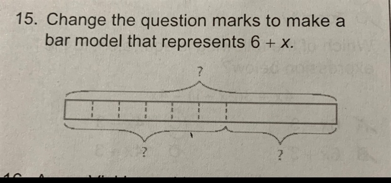 Last question for today: Change the question mark to make a bar model that represents-example-1