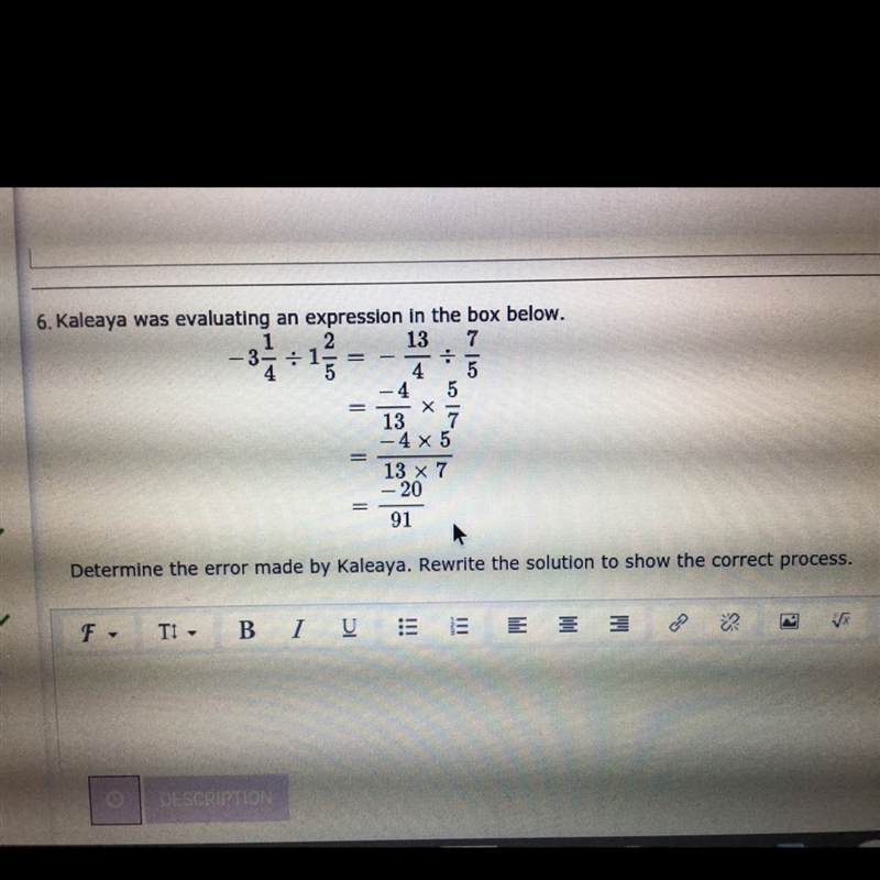 Determine the error made by Kaleaya. rewrite the solution to show the correct process-example-1