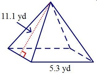 Find the surface area of the right square pyramid. Round your answer to the nearest-example-1