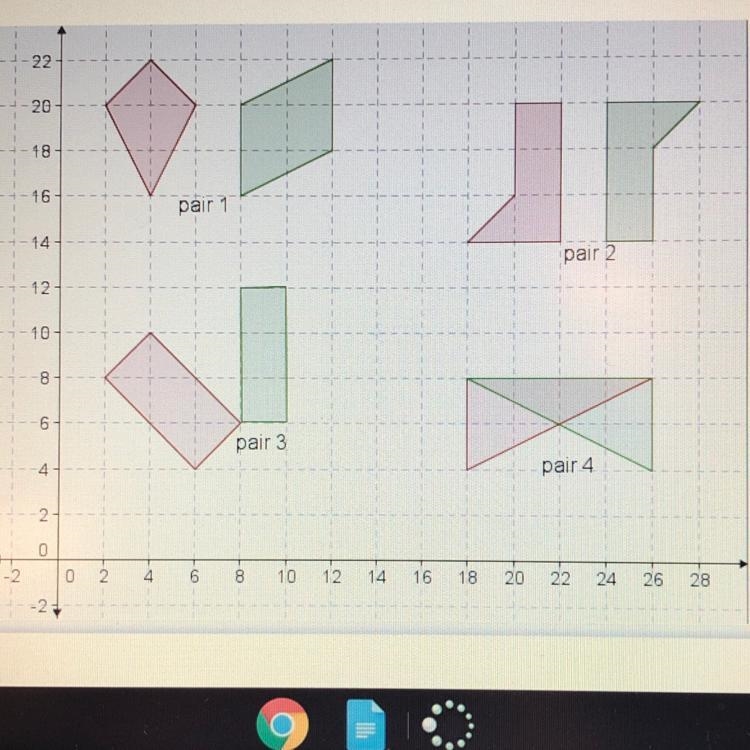 Which pairs of polygons are congruent? A. pairs 1, 2, 3, and 4 B. pairs 1 and 4 C-example-1