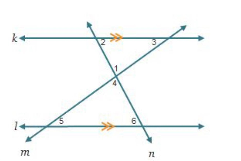 Line K is parallel to line L Which angle is congruent to ∠4 A. ∠1 B. ∠2 C. ∠5 D. ∠6-example-1