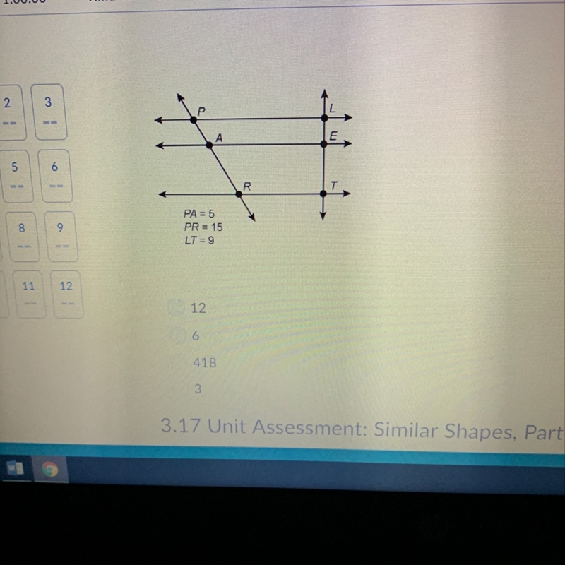 Lines pl ae and rt are all parallel to each other what is the length of segment le-example-1