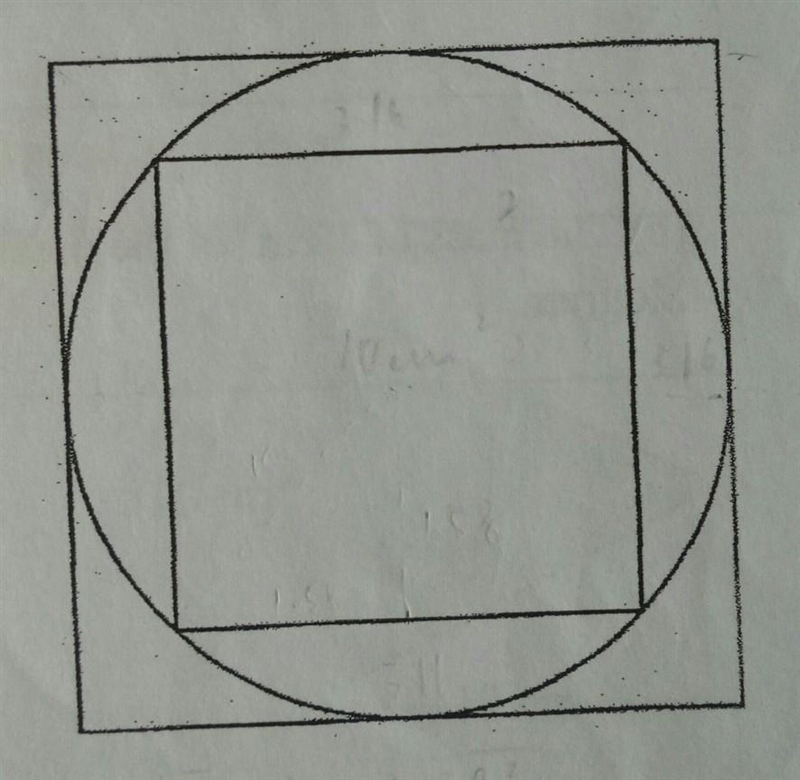 Given that the area of the smaller square is 10cm2 .find the area of the larger square-example-1