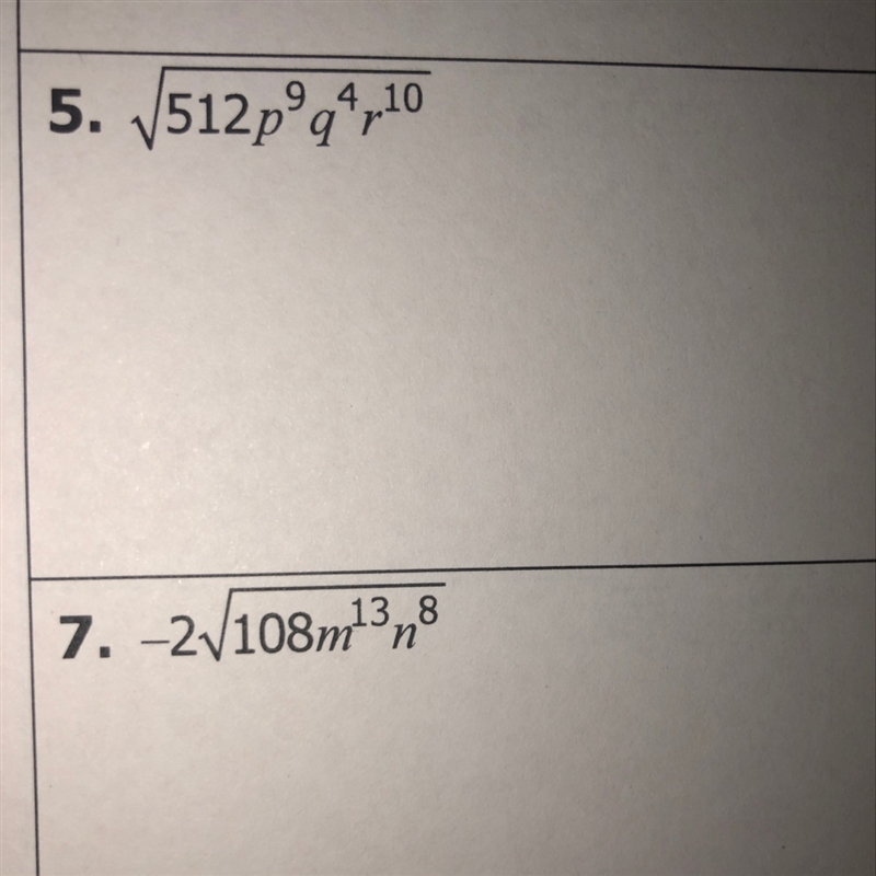 Can someone explain how to simply radicals in these problems? ASAP please and thank-example-1