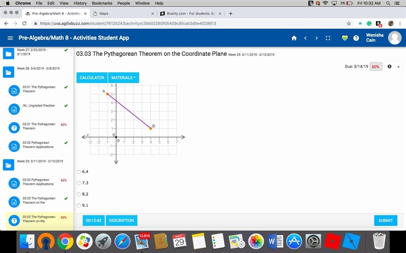 What is the distance between A and B? Round your answer to the nearest tenth-example-1