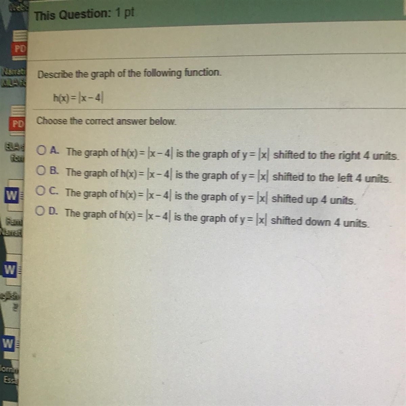 Describe he graph of the following function.EASY 40 POINTS!!!!!!!-example-1