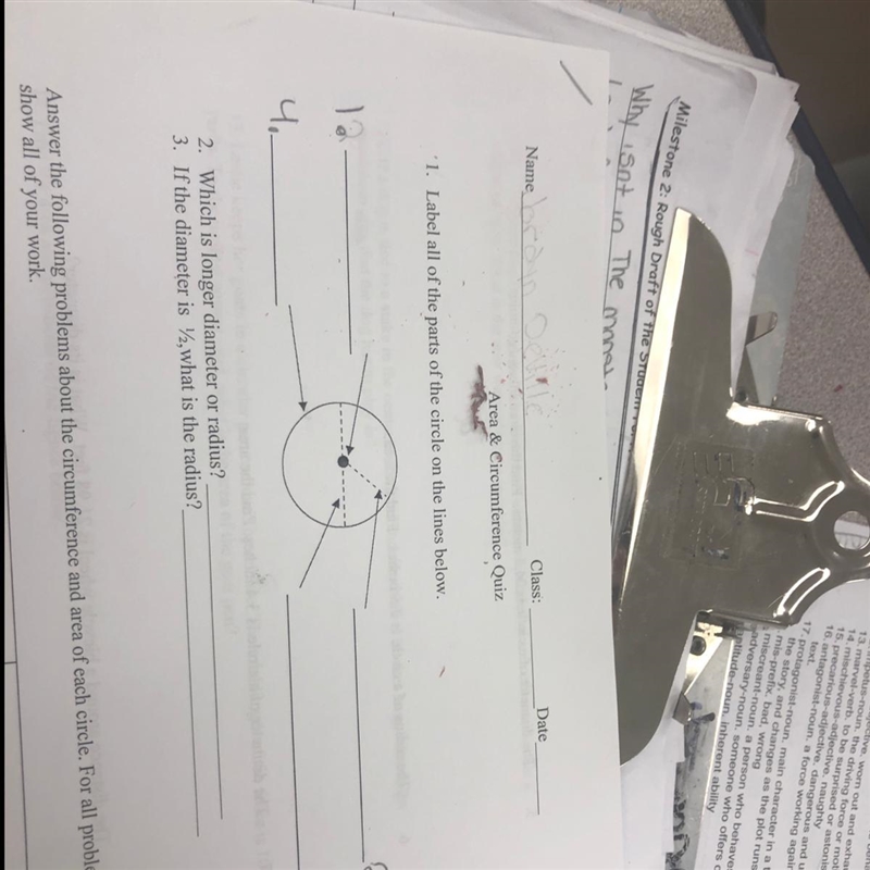 Label all of the parts of the circle-example-1