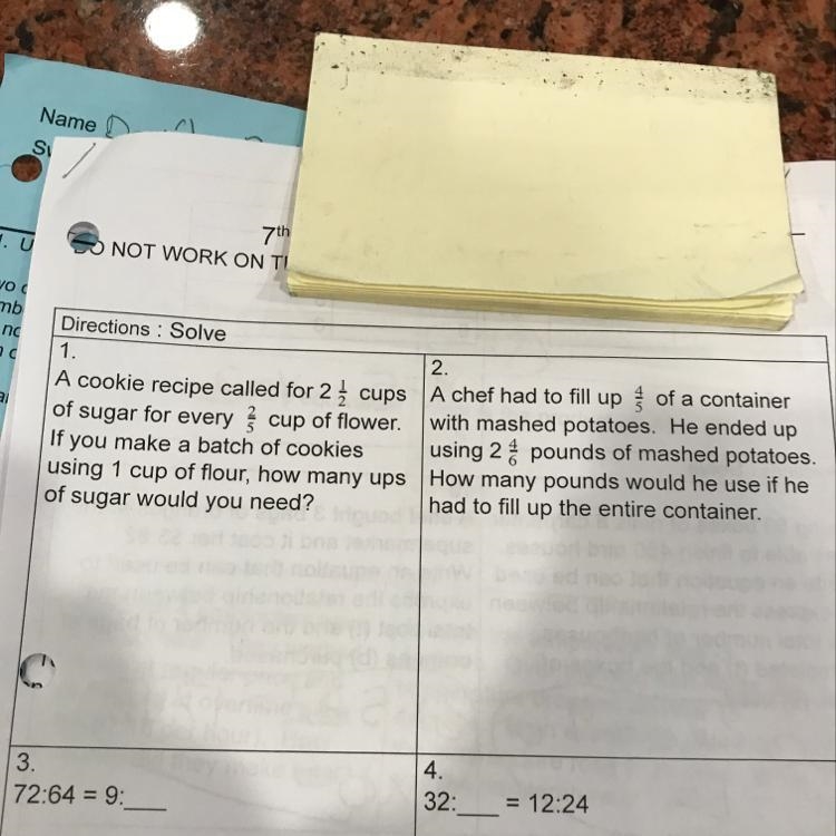 Answer numbers 1-4 with work please-example-1