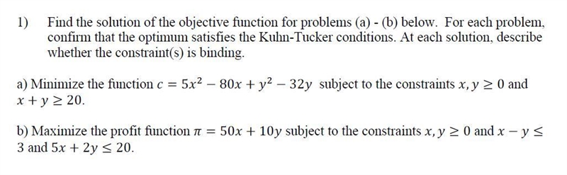 Find the solution of the objective function for problems (a) - (b) below. For each-example-1