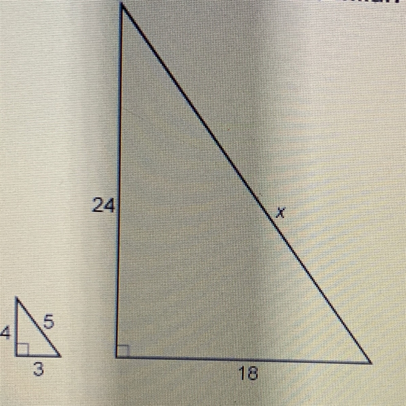 The triangles shown are similar. What is the value of x? A. 30 B.18 C.11 D.5-example-1