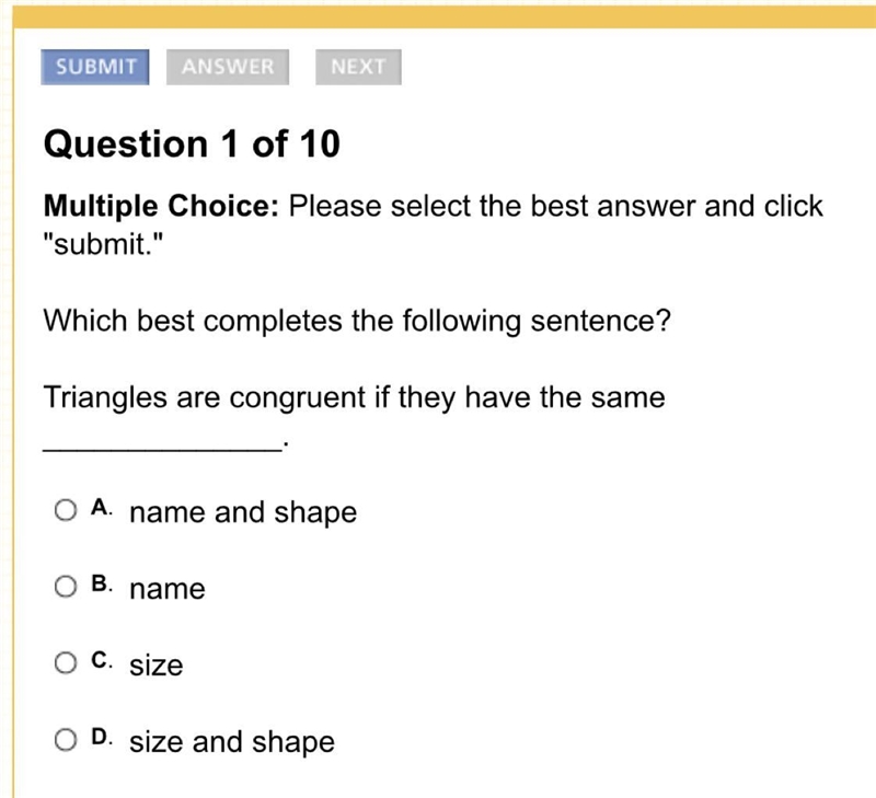 Triangles are congruent if they have the same ____.-example-1