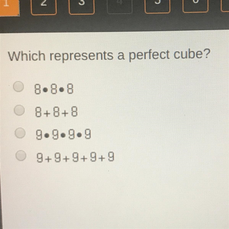 Which represents a perfect cube?-example-1