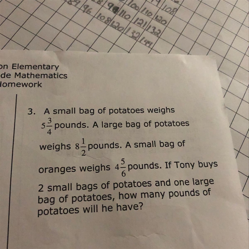 A small bag of potatoes weighs 5pounds. A large bag of potatoes weighs 8-pounds. A-example-1