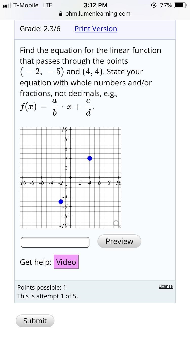 Find the equation for the linear function that passes through the points ( see photo-example-1