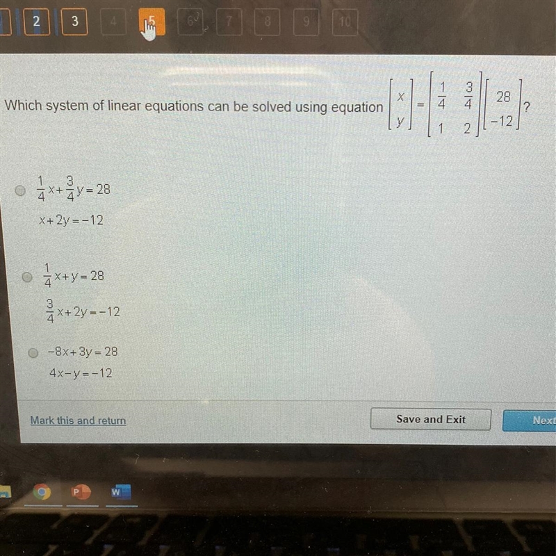 Please help!!! Which system of linear equations can be solved using the equation?-example-1