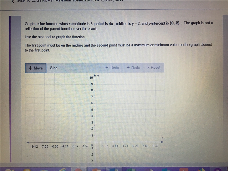 PLZ HELP!! Graph a sine function whose amplitude is 3, period is 4pi, midline is y-example-1