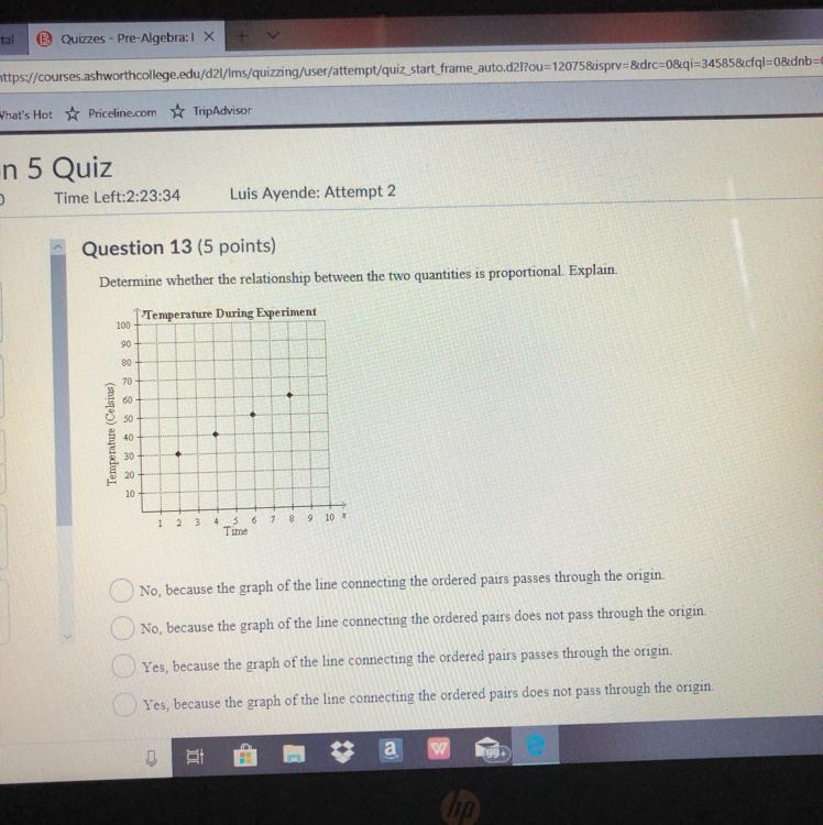 Question 13 (5 points) Determine whether the relationship between the two quantities-example-1