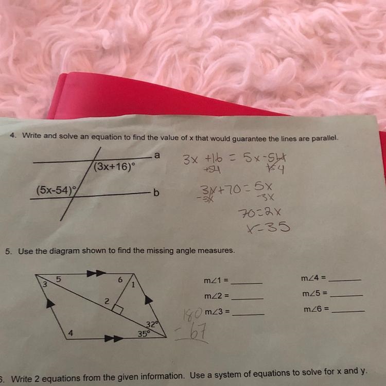 Help me find the missing angles. (Question 5) I’m so confused-example-1