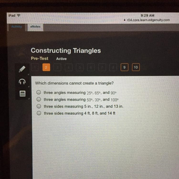 Which dimensions cannot create a triangle-example-1