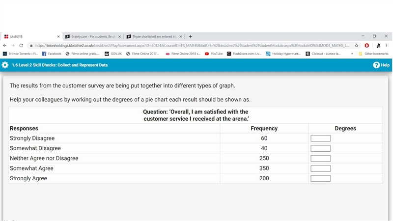 The results from the customer survey are being put together into different types of-example-1