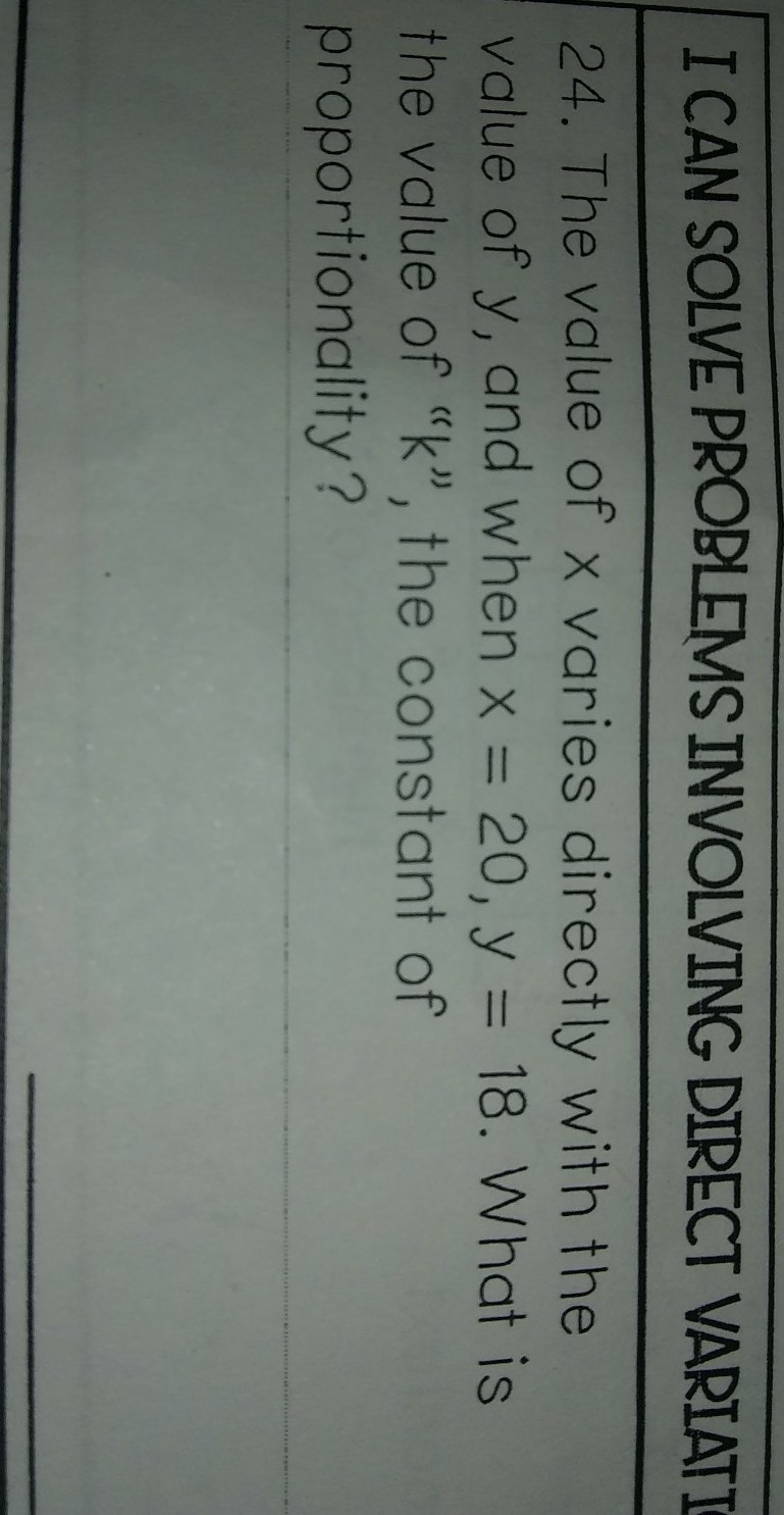 What is the k, the constant of proportionality for this question​-example-1