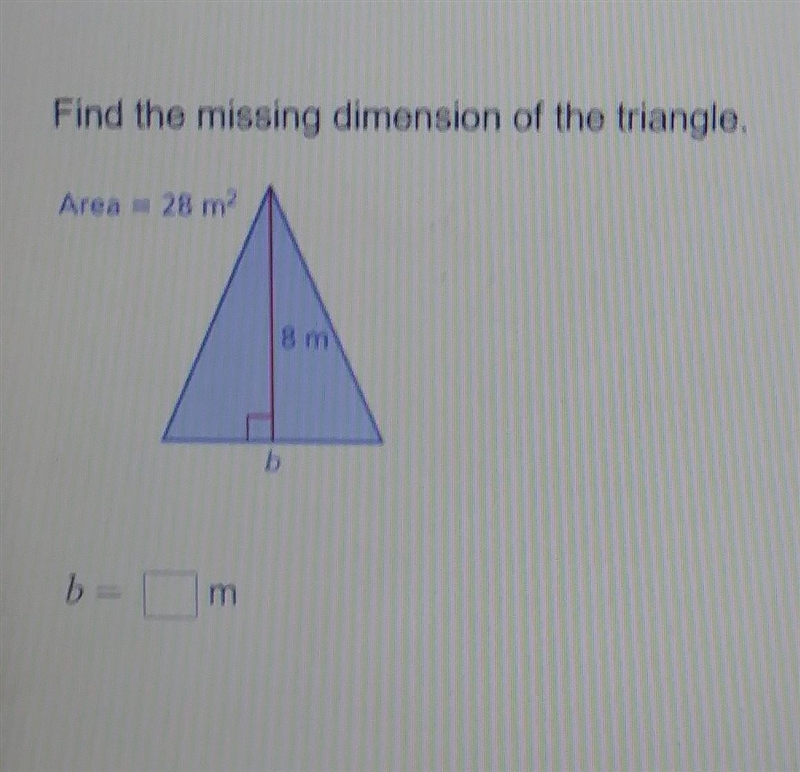 What is the base of the triangle WHEN the Heighth equals 8 meters, and the Area equals-example-1