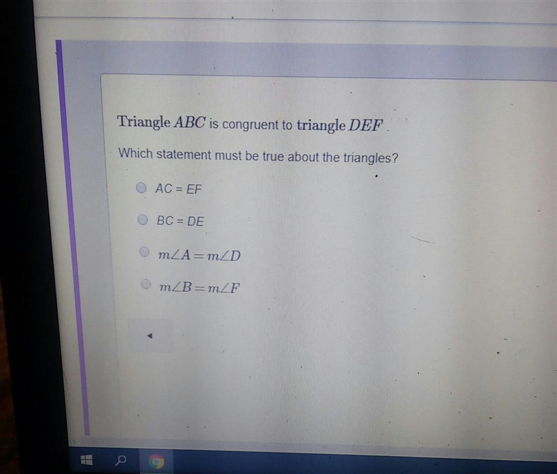 Triangle ABC is congruent to triangle DEF-example-1