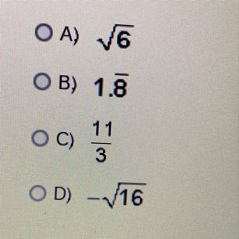 Which of the following numbers is irrational?-example-1